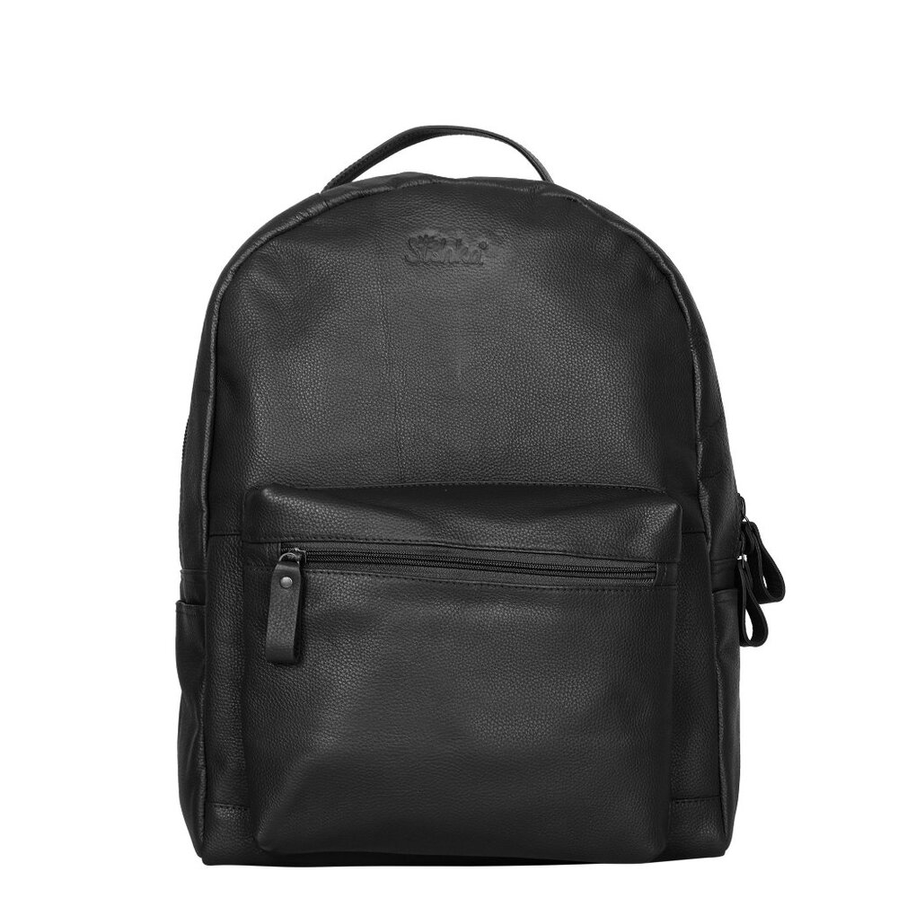 Genuine Leather Backpack |16" H BlackTravel Backpack for Women & Men | Daily Use
